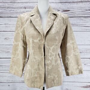 Chico's Women's Beige Tapestry Hook and Loop Front Blazer Jacket Size 1